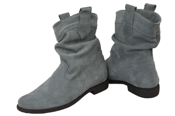 Schuhe Damen Stiefeletten Winter Naturveloursleder Grau 117 Von ElitaBut