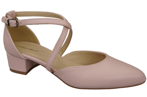 Damen Sandalen Echtleder Puderrosa mit Riemen Niedriger Absatz 223 ElitaBut