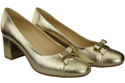 Damen Pumps mit Schleife Gold Naturleder und niedrigem Absatz 203 ElitaBut