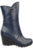 Damen-Keilstiefel, Naturleder, Marineblau 750 ElitaBut