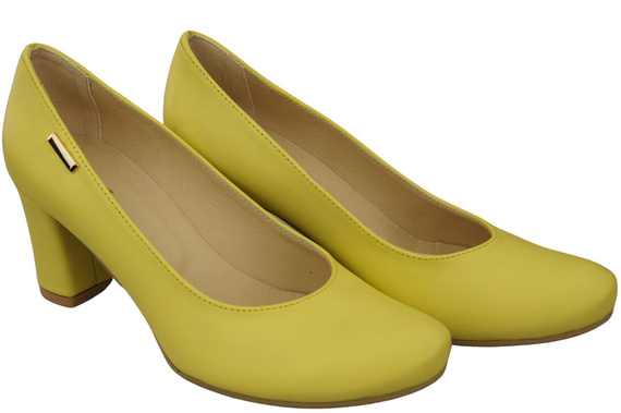 Klassische Damen Zitrone Leder Mandel Nase Pumps 201 ElitaBut