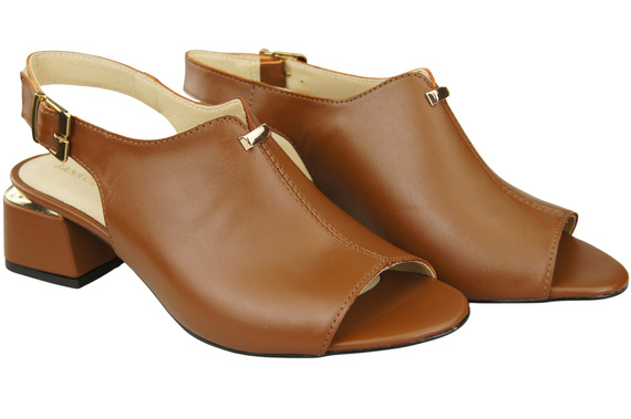 Damenschuhe Sandalen Braun, goldene Schnalle, Naturleder 198 ElitaBut