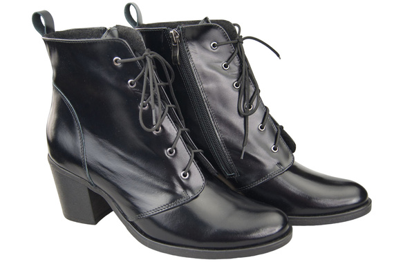 Winter-Schnürstiefel für Damen, Naturleder, Schwarz, Glänzend 188 von ElitaBut