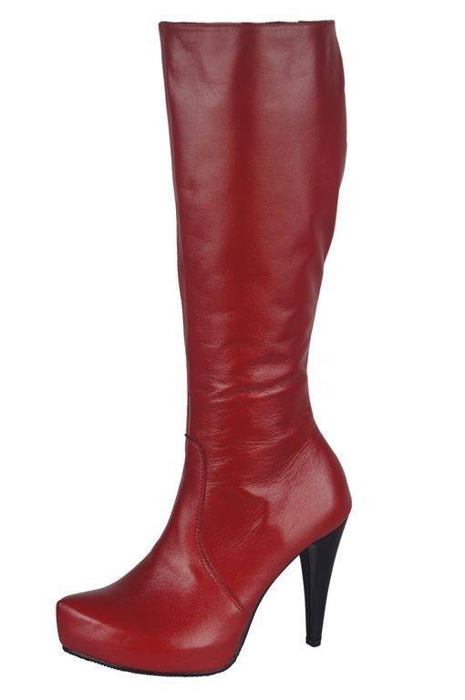 Damen-Plateaustiefel, Naturleder, Rot 687 ElitaBut
