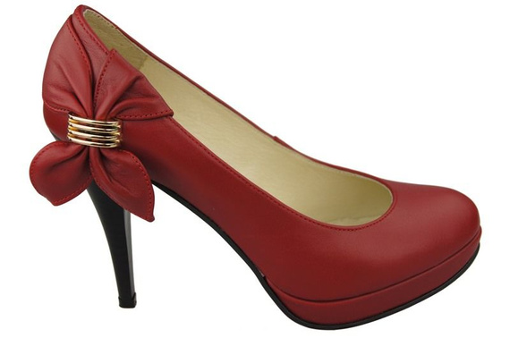 Damenschuhe Plateaupumps, Naturleder, Rot 976 ElitaBut