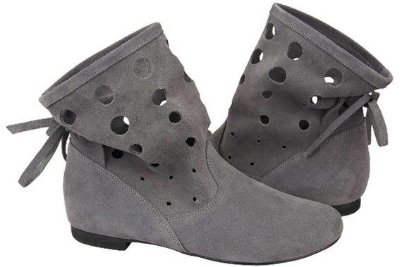 Schuhe Damen-Stiefeletten, natürliches Veloursleder, Grau 160 ElitaBut