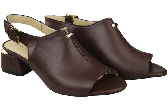 Damenschuhe Schokoladensandalen, goldene Schnalle, Naturleder 198 ElitaBut