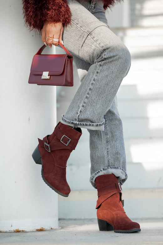 Damenstiefel Naturveloursleder Burgund 119 ElitaBut