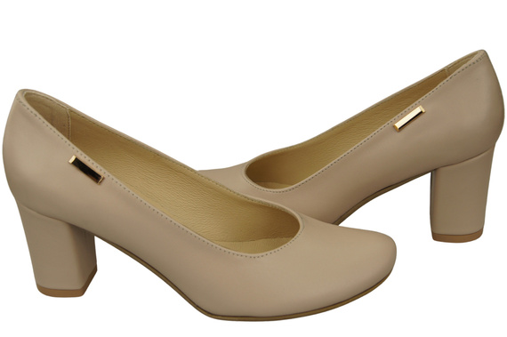 Klassische Damen Cappuccino Helles Leder Mandel Nase Pumps 201 ElitaBut
