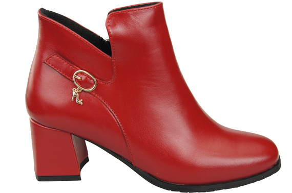 Damen-Stiefeletten ElitaBut 226 Rot aus Naturleder, gefüttert, eckige Zehenkappe, Blockabsatz