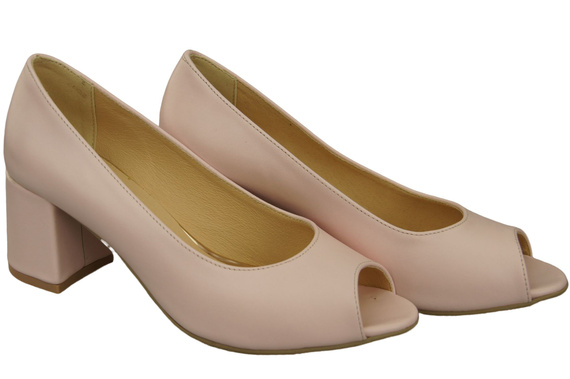 Damenschuhe PEEP TOE Pumps, Puderrosa, Naturleder mit beschichtetem Absatz 192 ElitaBut
