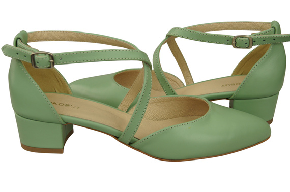 Damen Sandalen Echtleder Minze mit Riemen Niedriger Absatz 223 ElitaBut