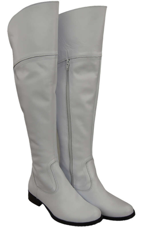 Schuhe Damenstiefel Stiefel Overknee-Stiefel, Naturleder, Weiß 638 ElitaBut