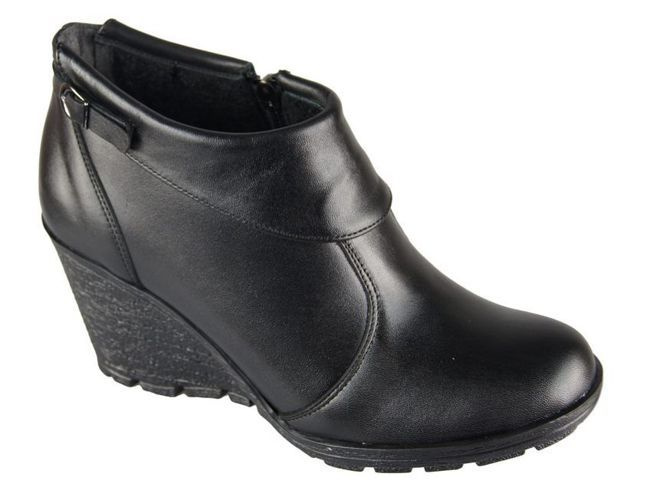 Damen-Keilstiefel, Naturleder, Schwarz 739 ElitaBut