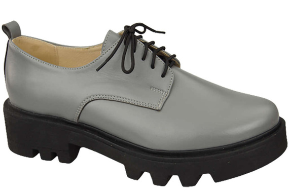 Schuhe Damen-Schnürschuhe, graues Leder, Natur 180 ElitaBut