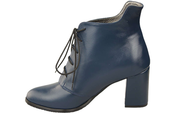 Damen Winter-Schnürstiefel, Naturleder, Marineblau 174 von ElitaBut