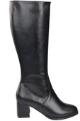 Bequeme Damen Schwarz Niedrig Absatz Stiefel Naturleder 212 ElitaBut