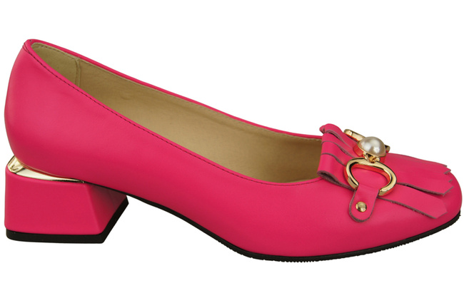 Damenschuhe Pumps verziert mit Fransen Neonrosa Naturleder 195 ElitaBut