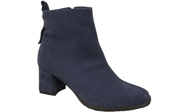 Damen Stiefeletten Marineblau aus Veloursleder, stabiler Blockabsatz, Reißverschluss 224 ElitaBut