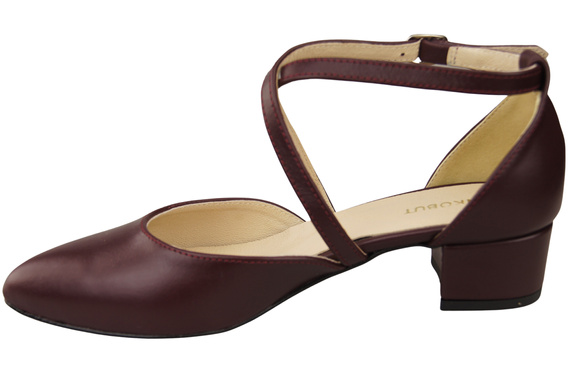 Damen Sandalen Echtleder Burgund mit Riemen Niedriger Absatz 223 ElitaBut