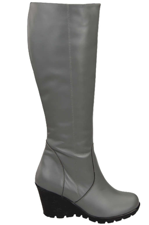 Damenschuhe Keilstiefel, Naturleder, Grau 745 ElitaBut