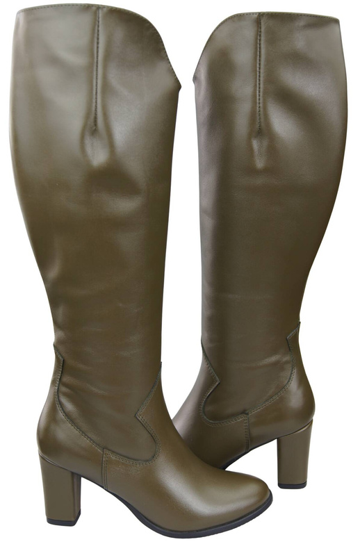 Stilvolle Damen Olive Stiletto Stiefel Naturleder 211 ElitaBut