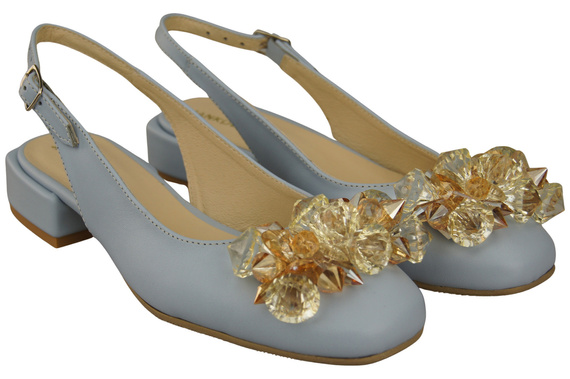 Damen Schuhe Hellblau Sandalen mit Kristallen Naturleder 215 ElitaBut