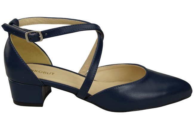 Damen Sandalen Echtleder Marineblau mit Riemen Niedriger Absatz 223 ElitaBut