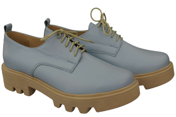 Schuhe Damen Schnürschuhe Hellblaues Leder Natur 180 ElitaBut