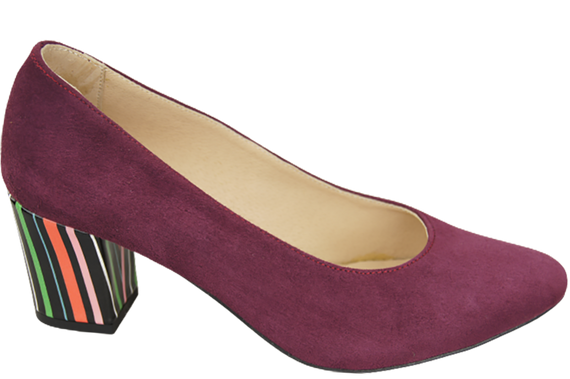 Damenschuhe Pumps Burgunderrot Natürliches Wildleder Dekorativer Absatz 158 von ElitaBut