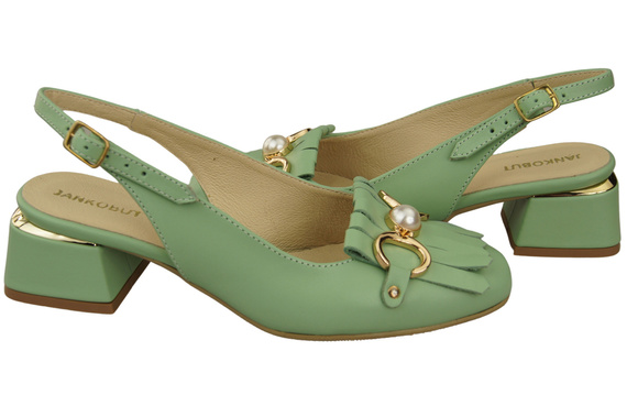 Damenschuhe Minze Sandalen mit Fransen verziert Naturleder 208 ElitaBut