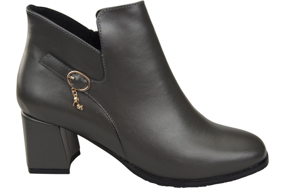 Damen-Stiefeletten ElitaBut 226 Graphit aus Naturleder, gefüttert, eckige Zehenkappe, Blockabsatz