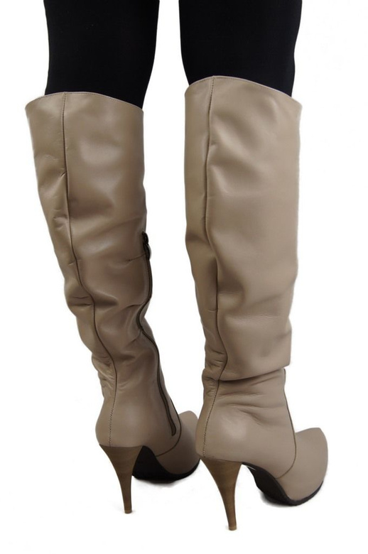 Schuhe Damenstiefel Plateau Naturleder Cappuccino 120 ElitaBut