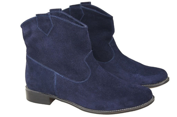 Schuhe Damen-Stiefeletten Frühling / Herbst, natürliches Veloursleder, Marineblau 132 L ElitaBut