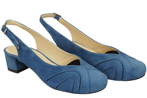 Damenschuhe Sandalen, Naturleder, Wildleder, Blau 842 von ElitaBut