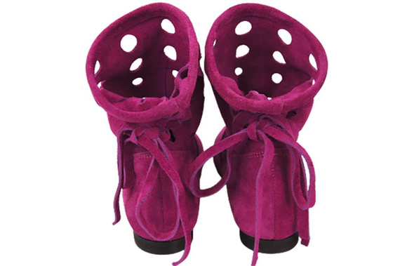 Schuhe Damen-Stiefeletten, natürliches Veloursleder, Lila 160 ElitaBut