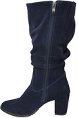 Schuhe Damenstiefel, Naturleder, Velours 141, Marineblau ElitaBut