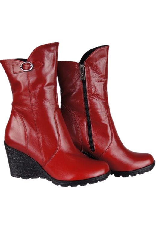 Damen-Keilstiefel, Naturleder, Rot 750 ElitaBut