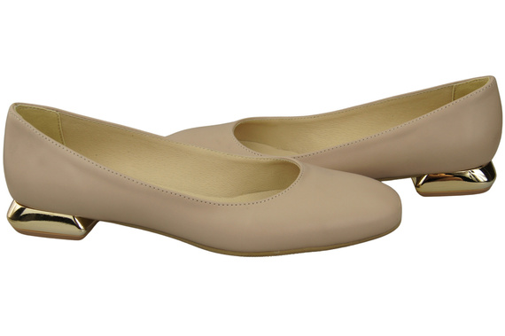 Flache Frauen Schuhe Cappuccino Blass Dekorative Ferse Naturleder 209 ElitaBut