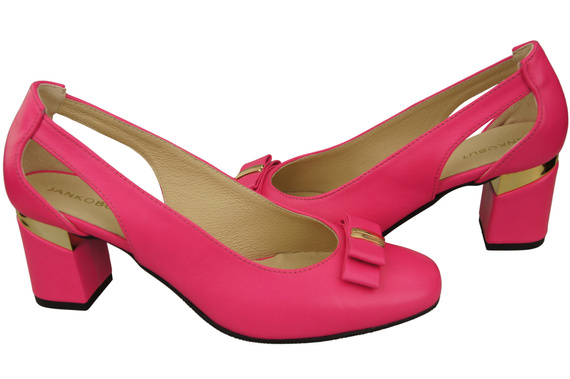 Schuhe Damen Neon Pink Pumps aus Naturleder mit dekorativem Absatz 199 ElitaBut