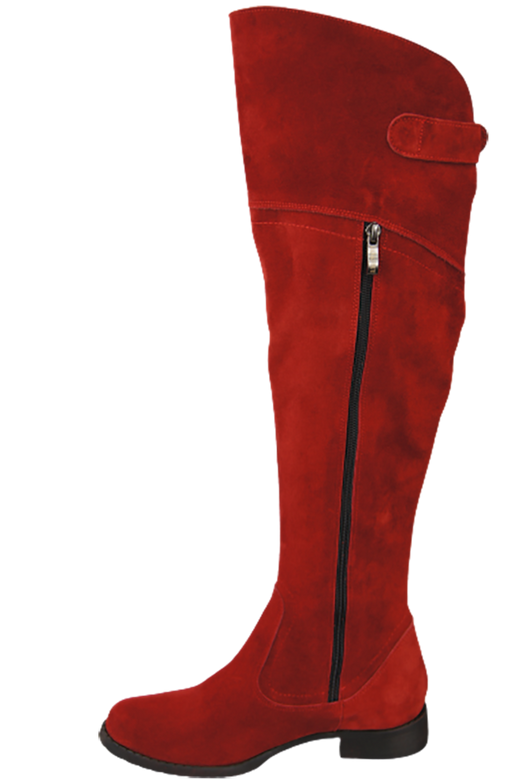 Schuhe Damenstiefel Stiefel Overknee-Stiefel, Naturleder, Velours, Rot 154 ElitaBut