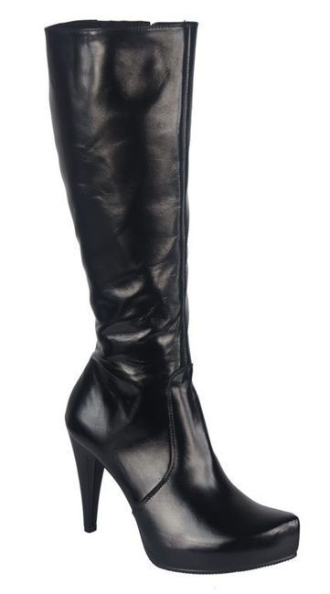 Damenstiefel mit Plateau, Naturleder, schwarzes Lackleder 687 ElitaBut