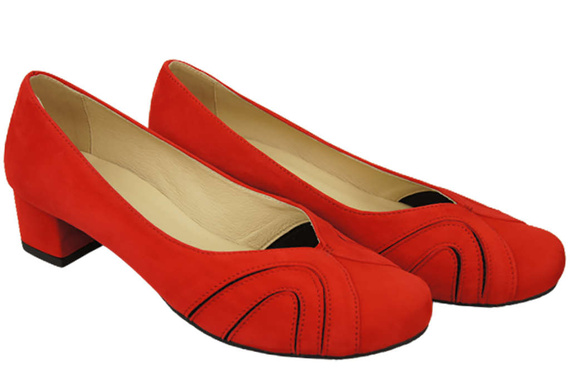 Damenschuhe Pumps, natürliches Wildleder, Rot 786 von ElitaBut