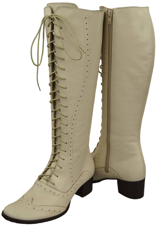 Damenschuhe Schnürstiefel, Naturleder, Beige 595 ElitaBut