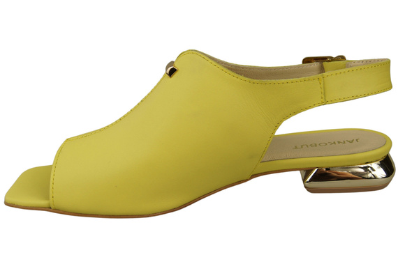 Bequeme Frauenschuhe Sandalen Zitrone Flacher Goldabsatz Naturleder 207 ElitaBut