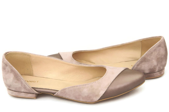 Damenschuhe Ballerina Cappuccino, Naturleder, Wildleder 146 ElitaBut