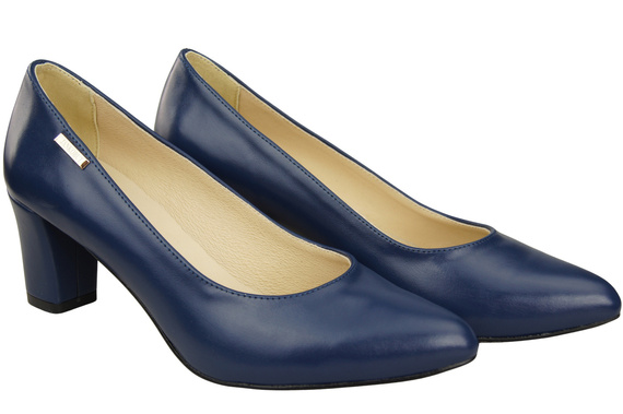 Klassische Glatt Damen Marineblau Naturleder Schuhe 213 ElitaBut