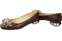 Damen Burgund Pumps mit Kristallen flach Naturleder 216 ElitaBut