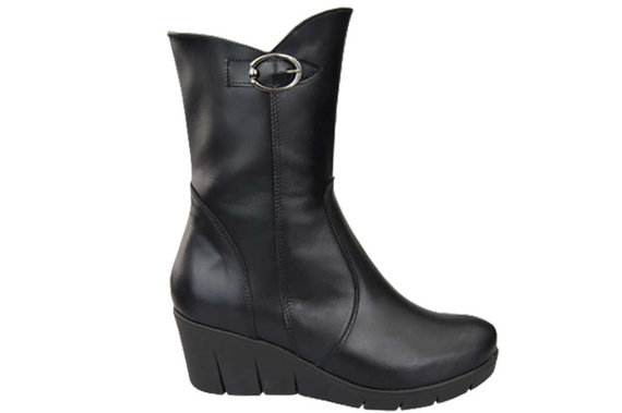 Damen-Keilstiefel, Naturleder, Schwarz 178 ElitaBut