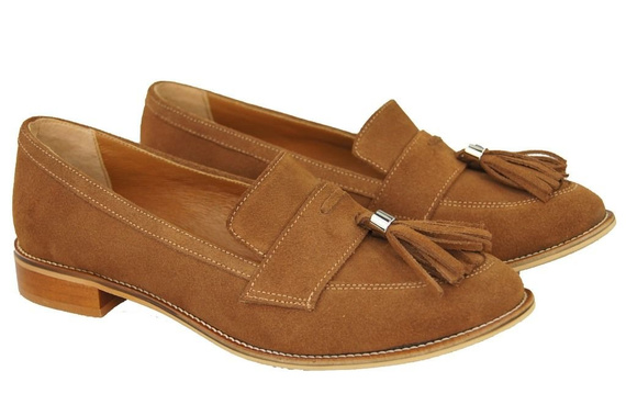 Schuhe Damen Mokassins Naturveloursleder Karamell 134 ElitaBut